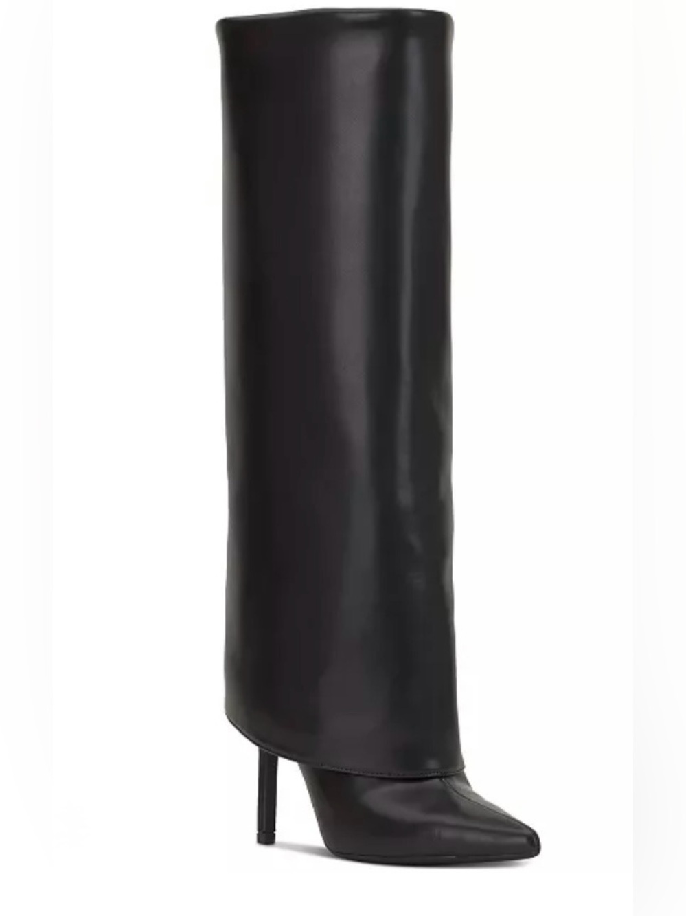 INC International Concepts Tall Black Faux Leather Pointed-Toe Stiletto Boots